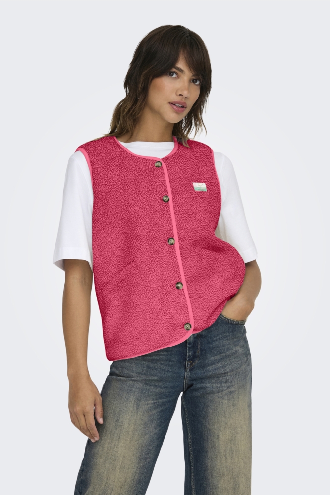 ONLBABY LIFE TEDDY VEST PNT CS 15335416 PINK LEMONADE/VINTAGE BATCH